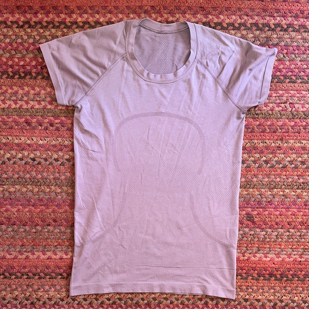 LULULEMON SWIFTLY RUN GREY PURPLE ACTIVE TEE